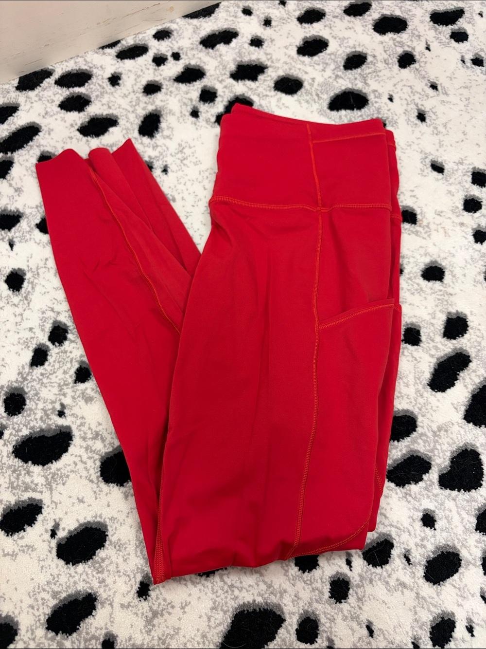 Red Leggings with Side Pocket